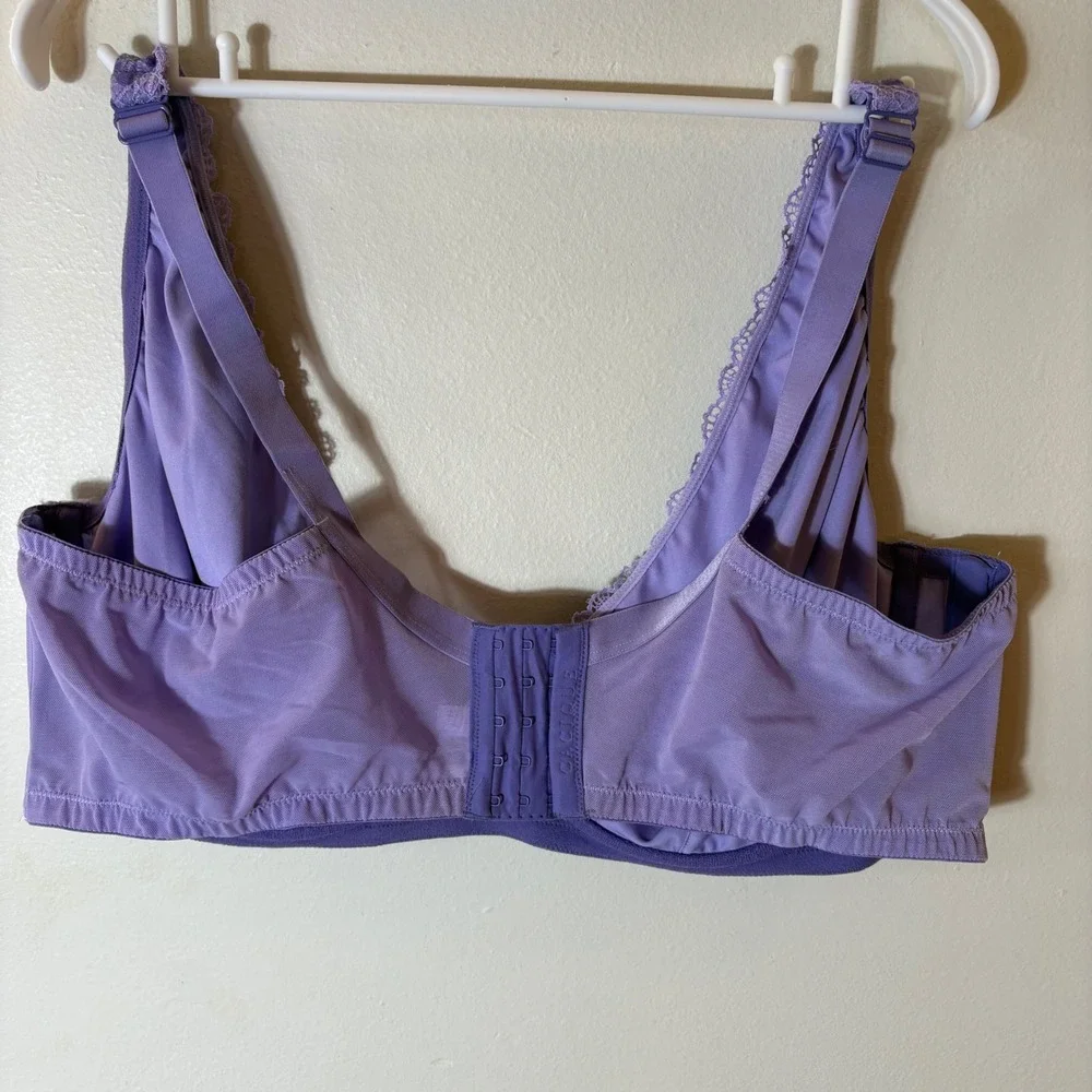 Cacique 46DDD Unlined Plunge‎ Bra Lavender Floral Lace